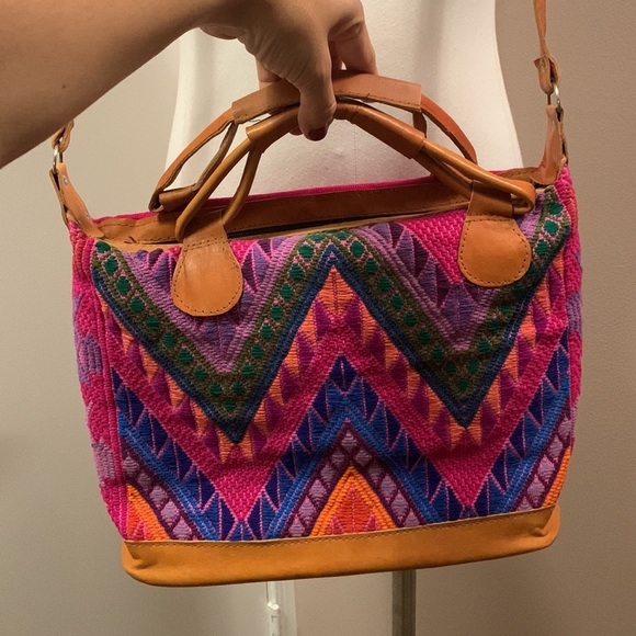 BOHO Multicolor Slingbag Leather Handmade - Picture 7 of 16